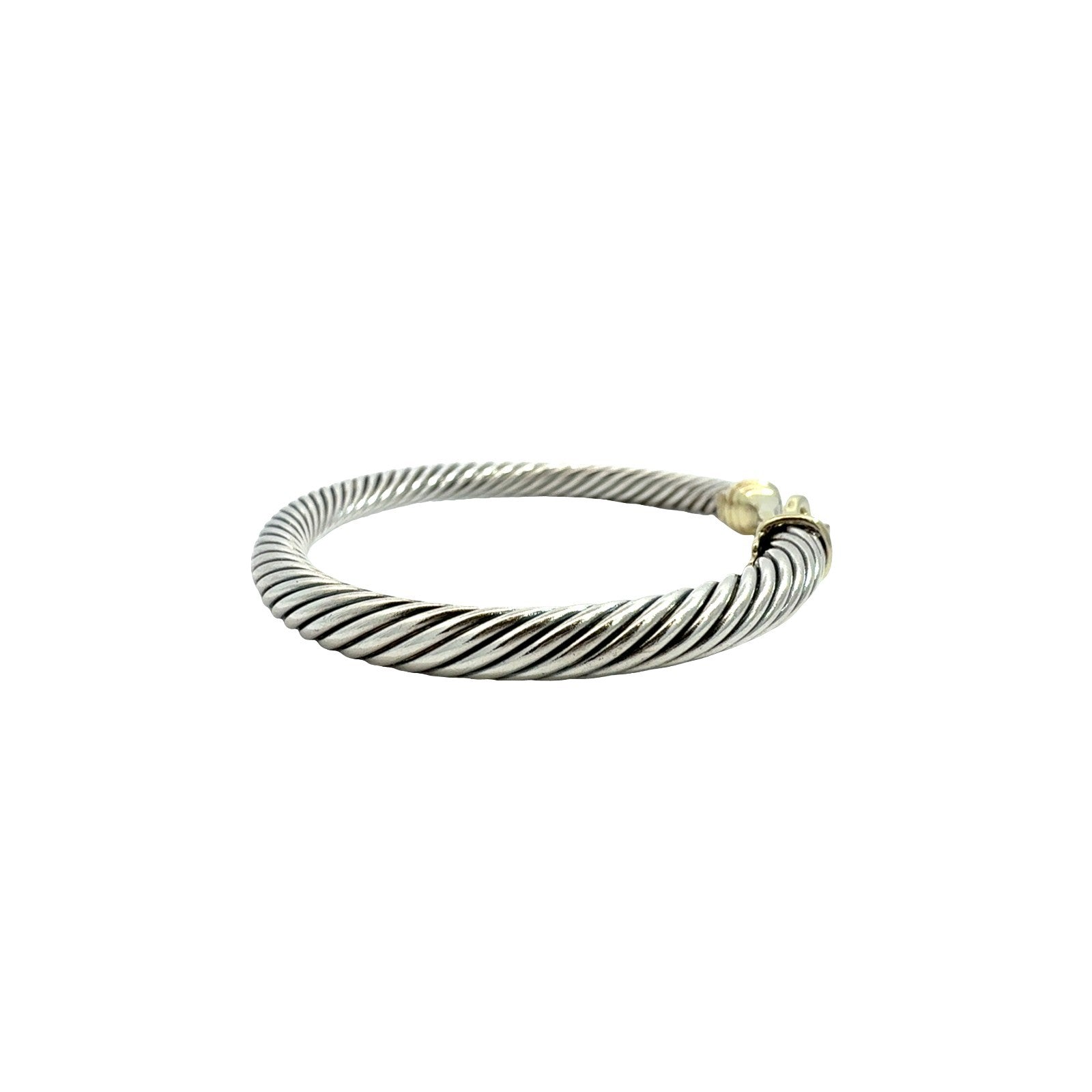 David Yurman Sterling Silver Two-Tone Twisted Cable Bangle with Gold Clasp2