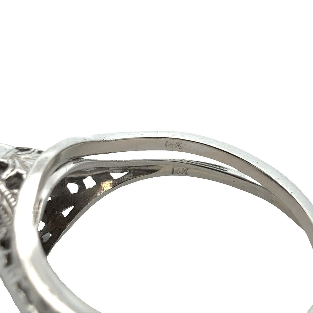 Vintage 14k White Gold 0.23ctw Diamond Engagement & Wedding Ring Set Size 5.57