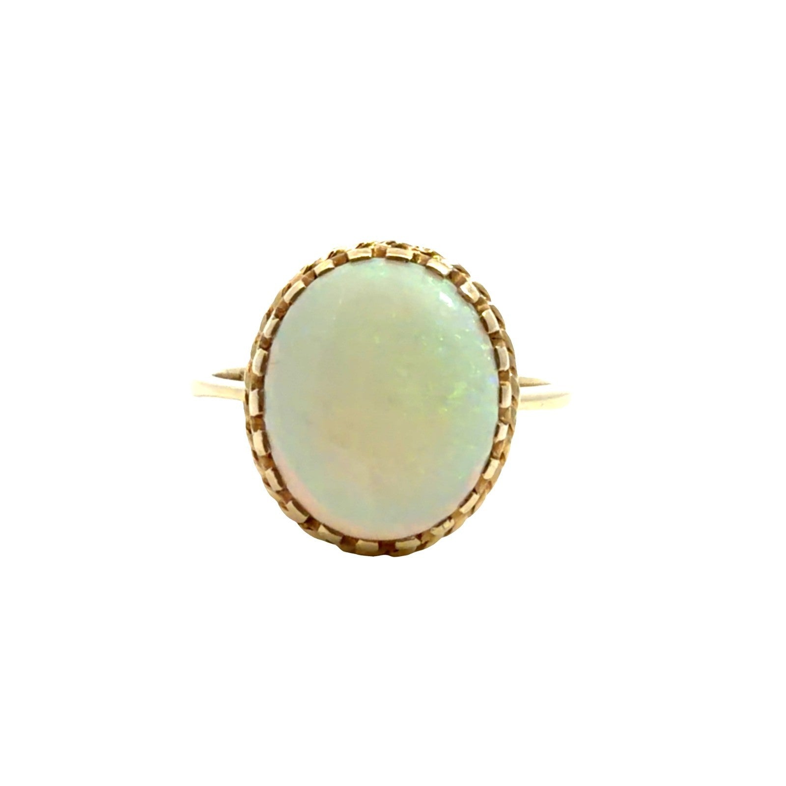 Vintage 14k Yellow Gold and 2.60ctw Oval Opal Cocktail Ring Size 7.50