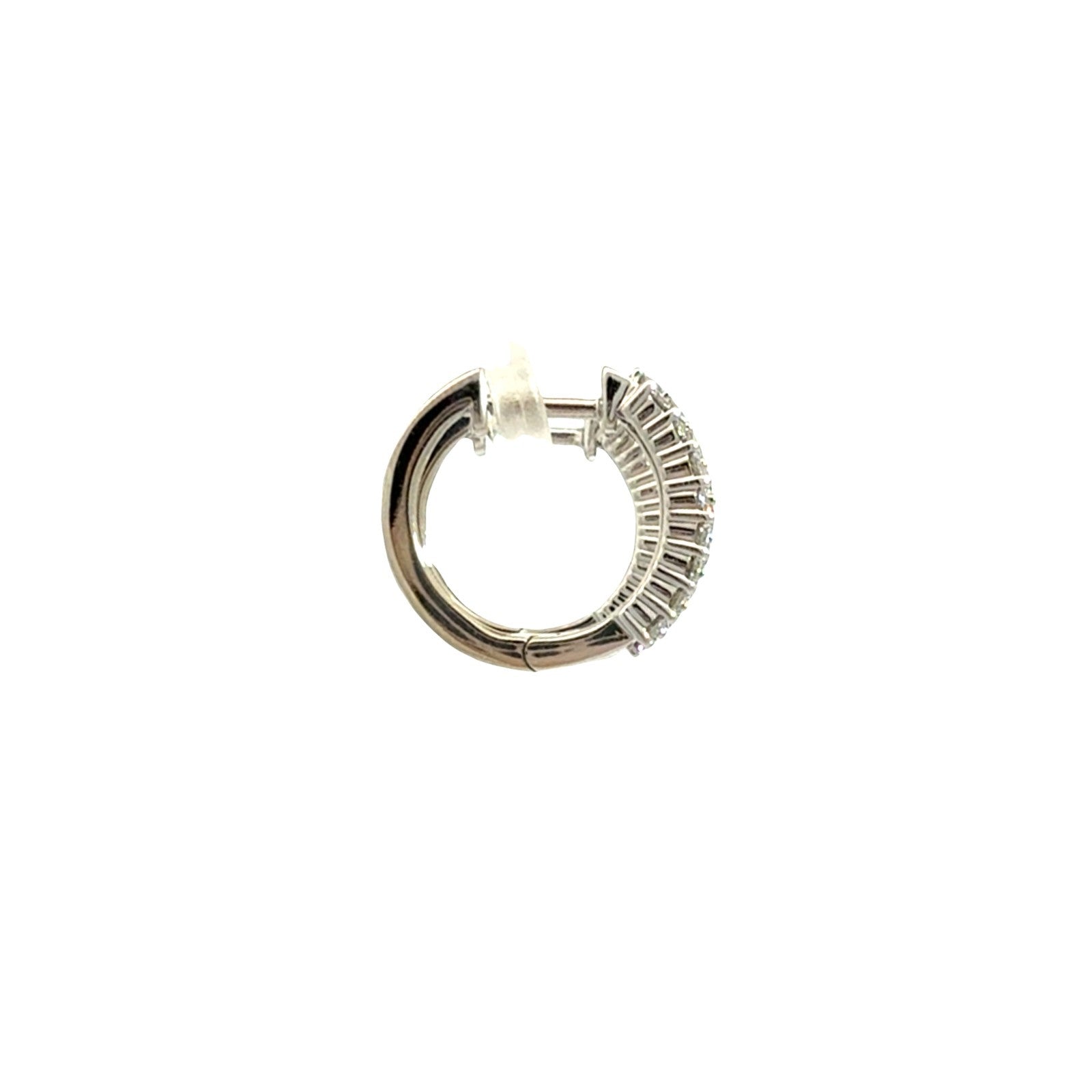 14k White Gold 1.00cttw Diamond Three-Row Pave Hoop Earrings2