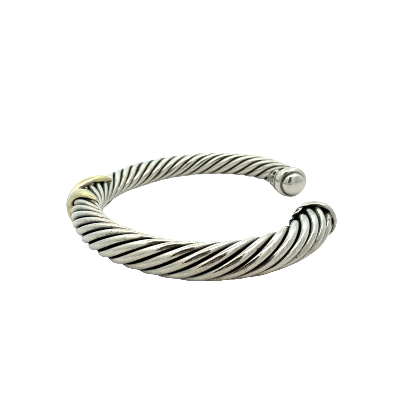 David Yurman Sterling Silver & 14k Yellow Gold Twisted Cable X Cuff Bracelet M4