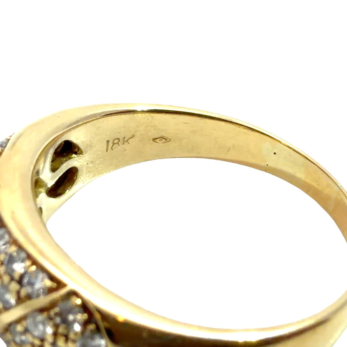 Stamped 18k Yellow Gold Dome Ring with Pavé Set 0.91ctw Diamonds Size 8.54