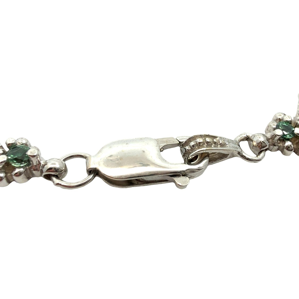 Vintage 14k White Gold Opal 0.77cttw Chrysoberyl Ornate Filigree Link Bracelet5
