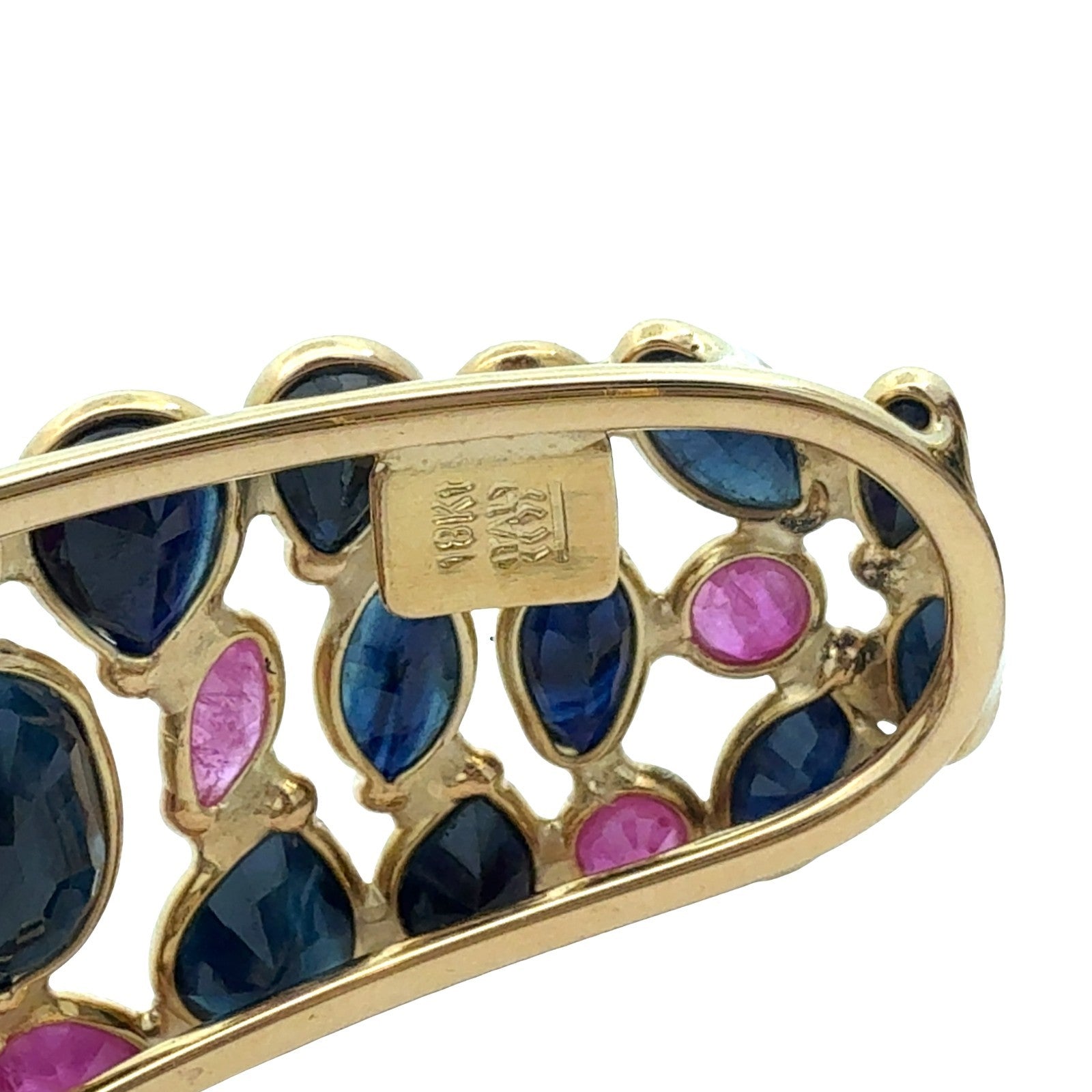 Vitnage 18k Yellow Gold 16.10cttw Sapphire & 3.31cttw Ruby Cuff Bracelet4