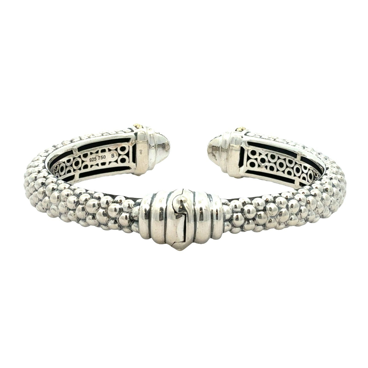 LAGOS Caviar Lux Sterling Silver 18k Yellow Gold & .74ctw Diamond Cuff Bracelet2