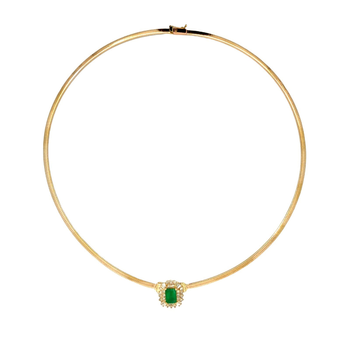 Vintage ADL 14k Yellow Gold 1.44tcw Emerald & 0.62cttw Diamond Necklace 17"1