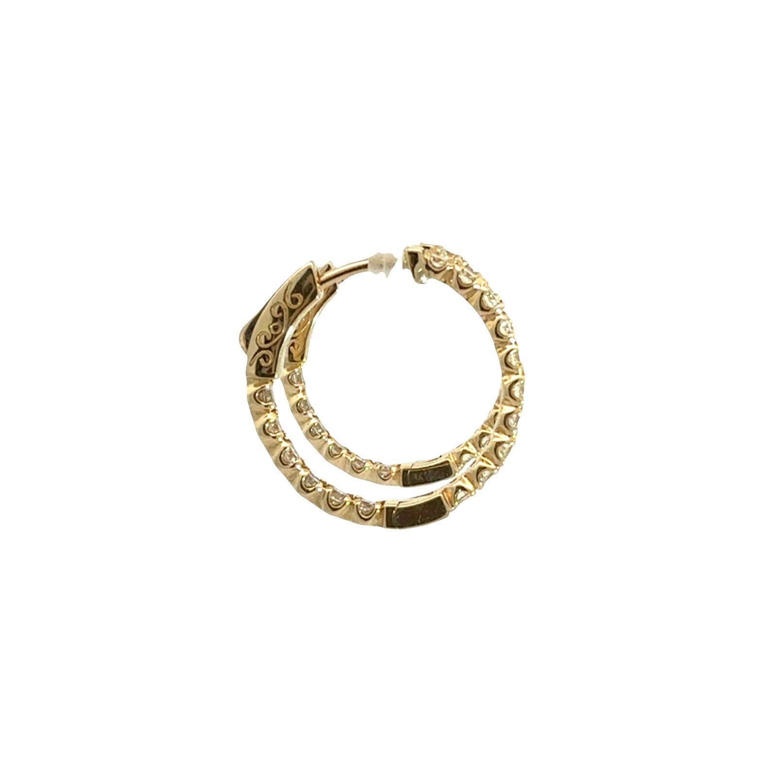 Heera Moti 14k Yellow Gold Inside-Out 1.44cttw Diamond Hoops3