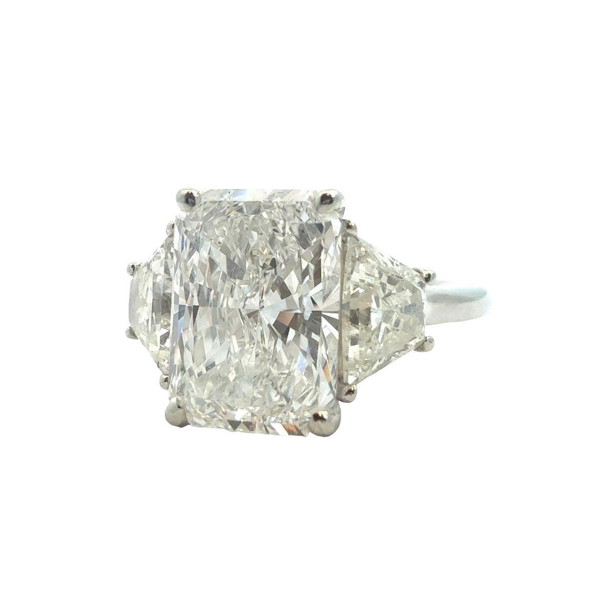 18k White Gold Flawless Radiant Cut 5.43cttw Diamond Three-Stone Engagement Ring1