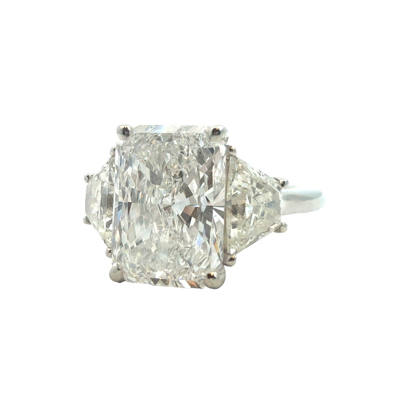 18k White Gold Flawless Radiant Cut 5.43cttw Diamond Three-Stone Engagement Ring1