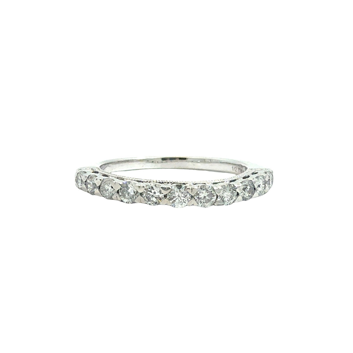 10k White Gold 0.50cttw Diamond Half-Eternity Wedding Band Ring Size 60
