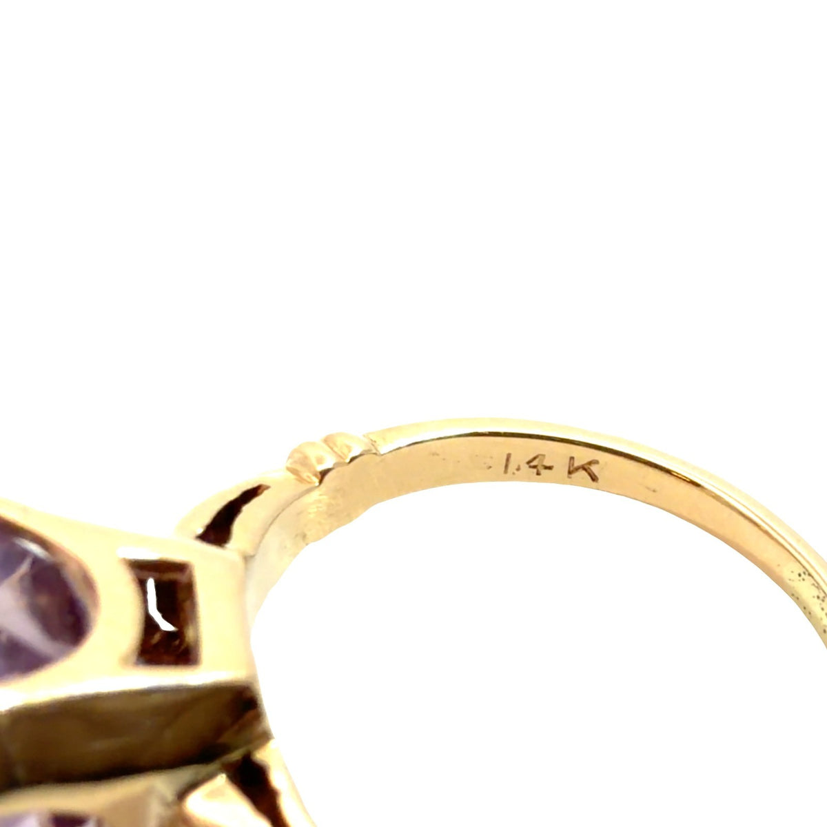 Vintage 14k Yellow Gold Stamped Ring with 3.38ctw Solitaire Amethyst Size 57