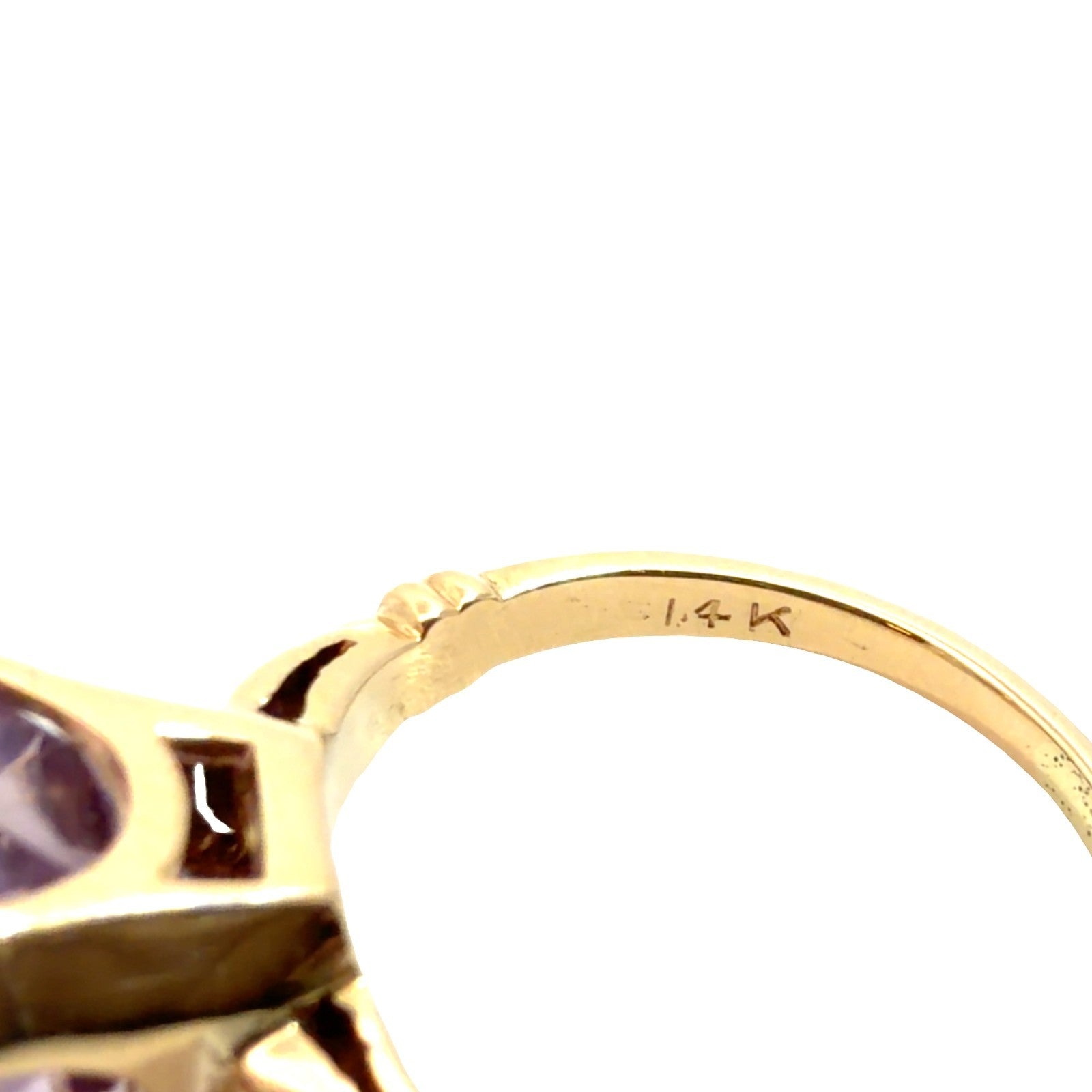 Vintage 14k Yellow Gold Stamped Ring with 3.38ctw Solitaire Amethyst Size 57