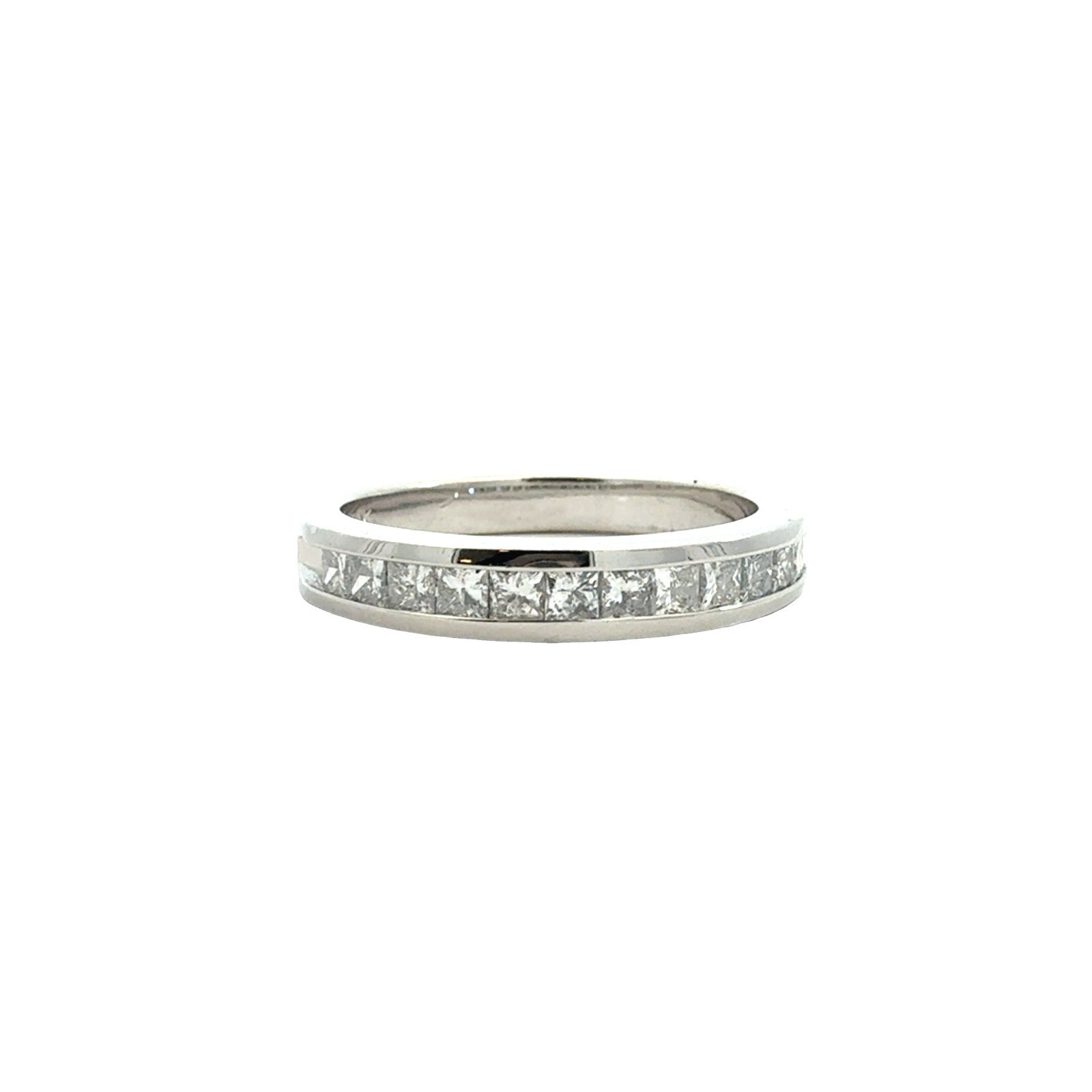14k White Gold Channel Set Princess-Cut 0.36cttw Diamond Half Eternity Band0