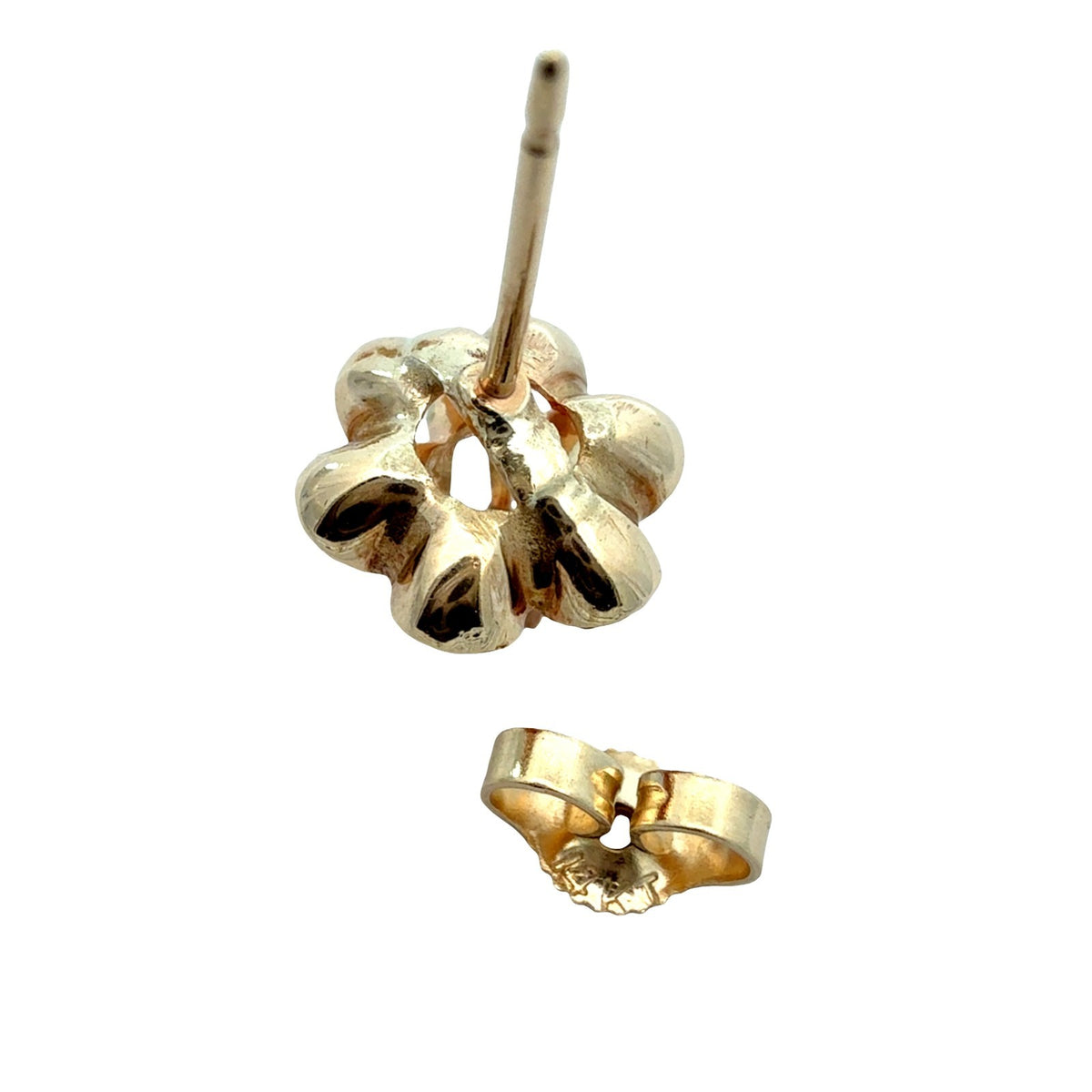 Vintage 14k Yellow Gold and 0.31cttw Diamond Floral Buttercup Stud Earrings5