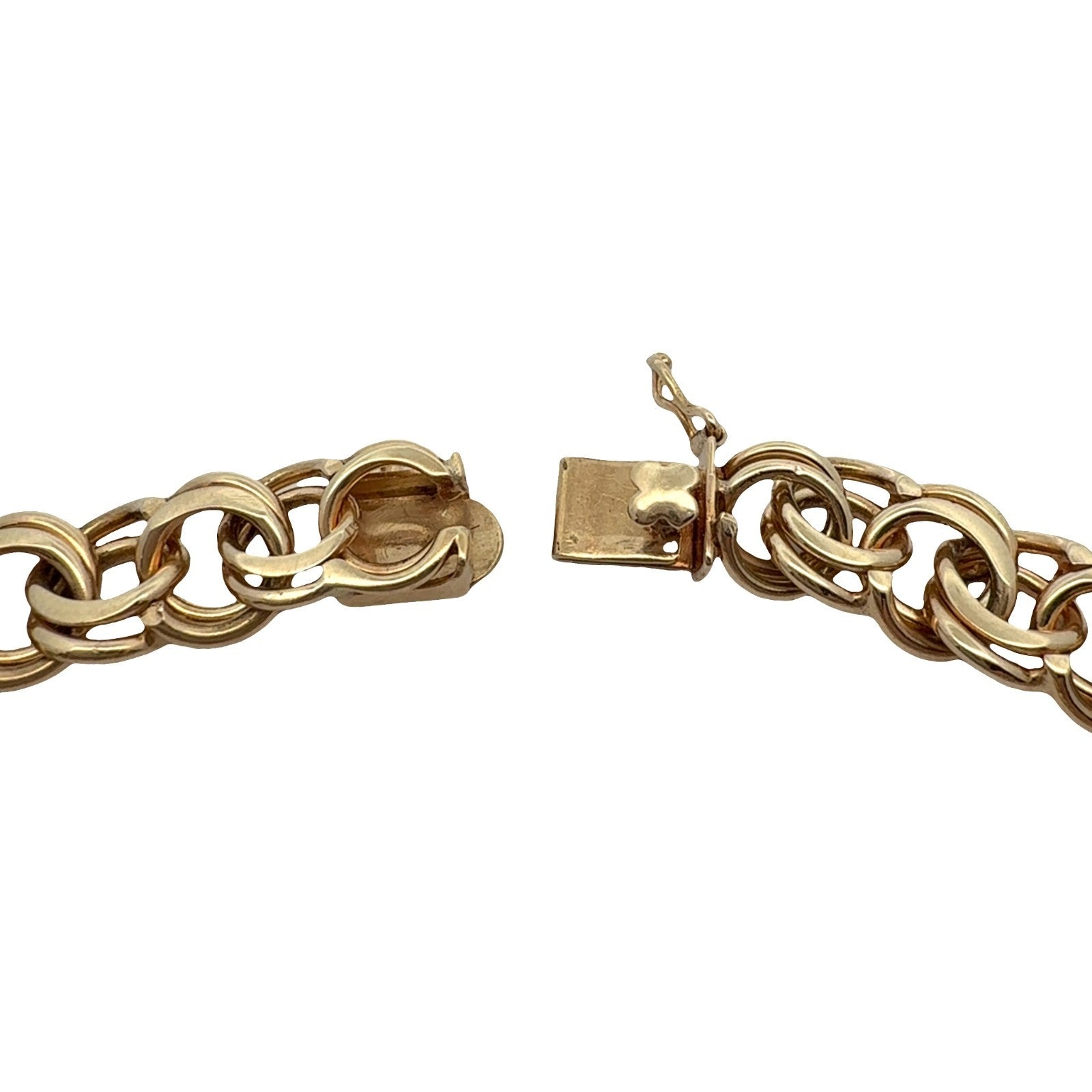 Stamped 14k Yellow Gold Double Link Chain Bracelet 7.5"2