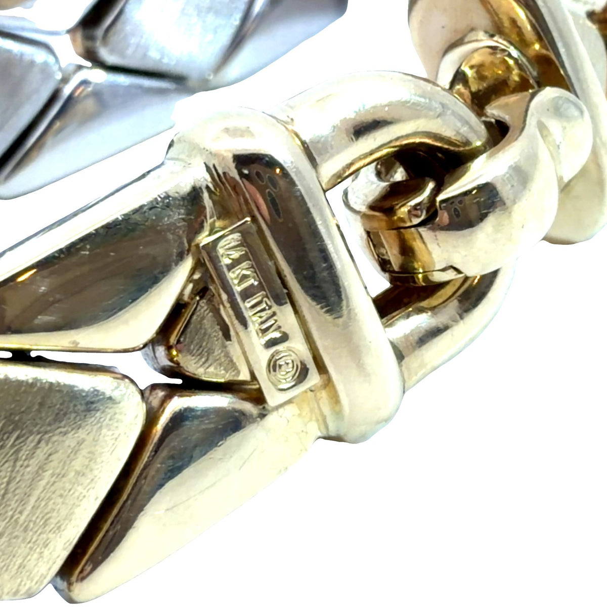 Italian 14k Yellow Gold Two Toned Fancy Link Reversible Bracelet 7"7