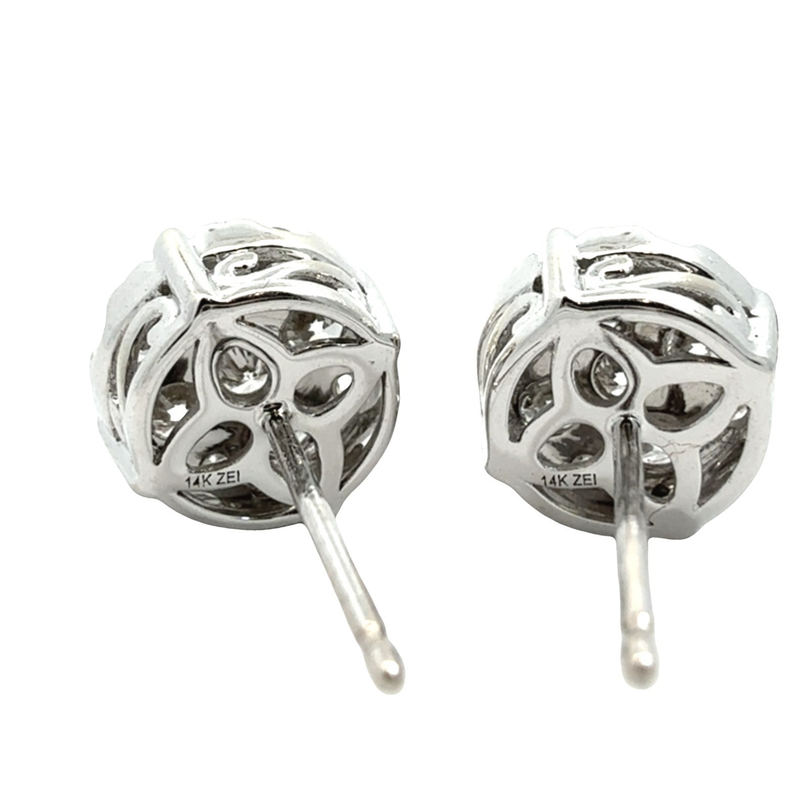 14k White Gold 0.90cttw Diamond Cluster Stud Earrings4