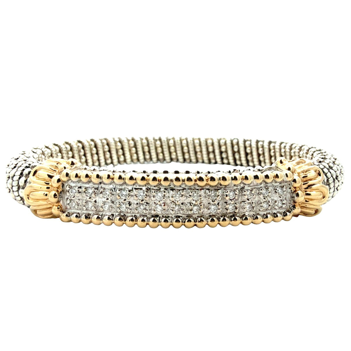 Vahan Sterling Silver and 14k Yellow Gold 0.26cttw Diamond Moire Bangle Bracelet5
