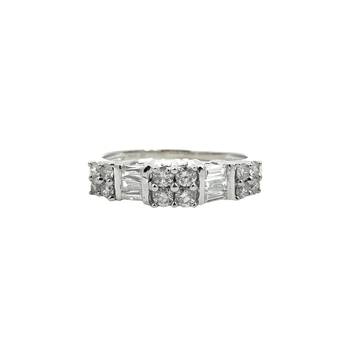 14k White Gold 0.52cttw Diamond Baguette and Round Anniversary Band Ring0