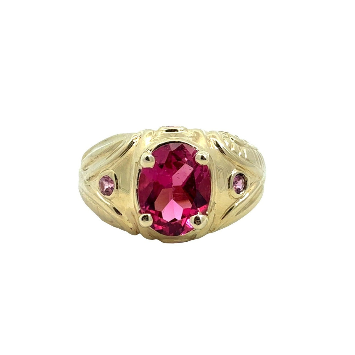 Vintage 14k Yellow Gold &amp; 1.78cttw Pink Tourmaline Multistone Statement Ring 0