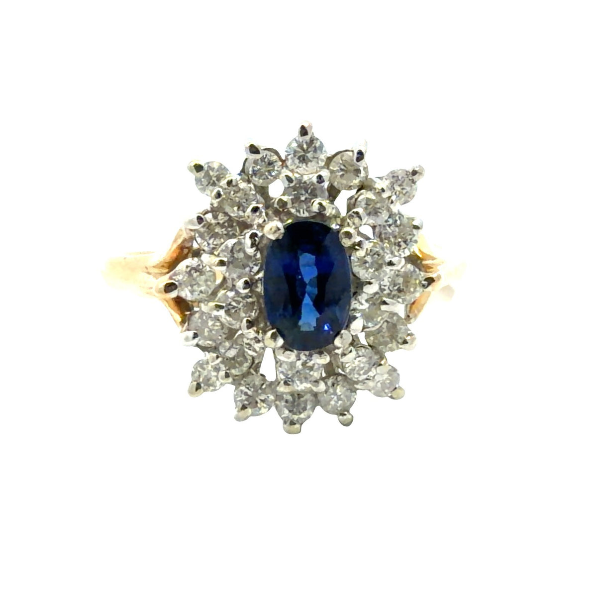 14k Multi-Tone Gold 0.69cttw Diamond and 0.56cttw Sapphire Ring Size 6.755