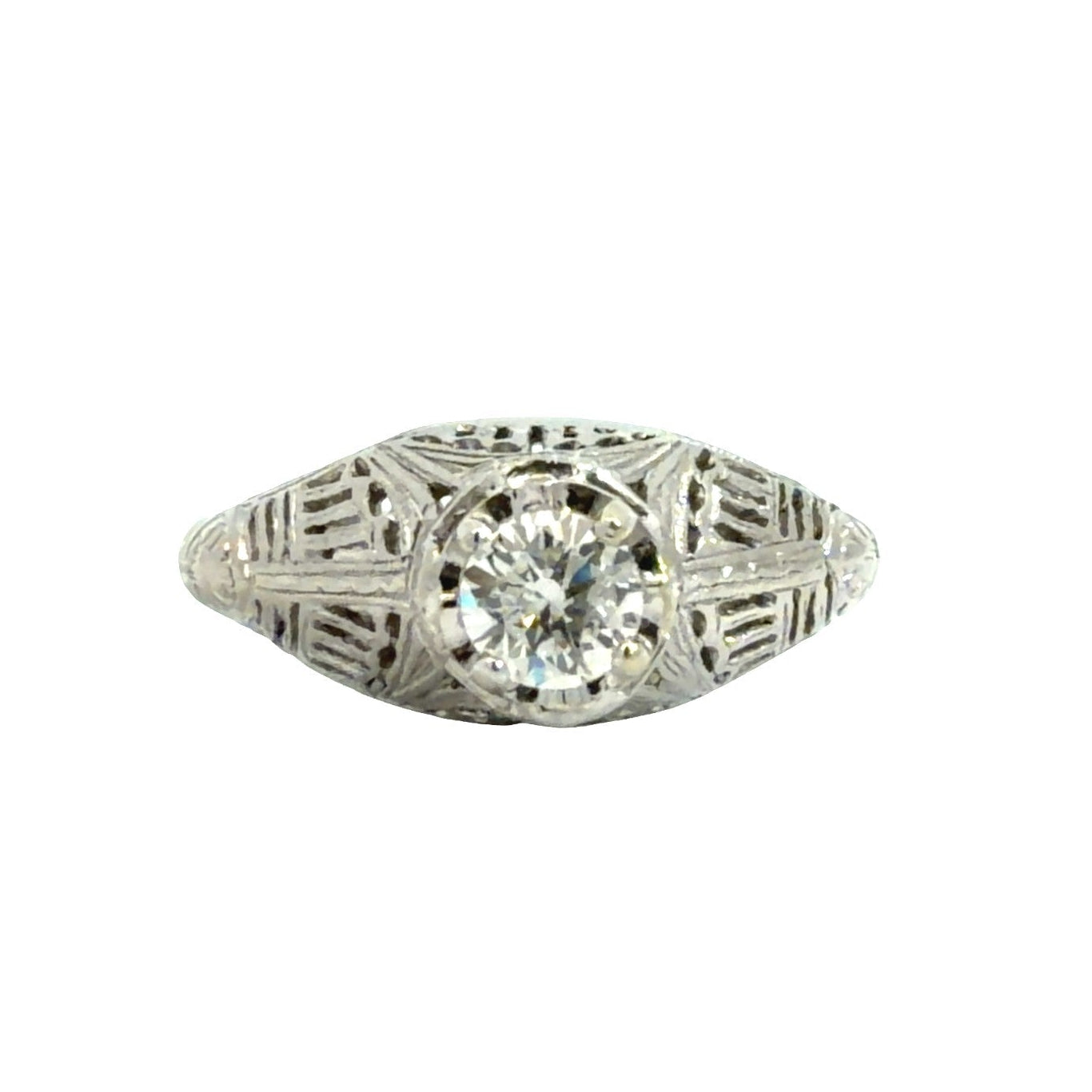 Vintage Art Deco Platinum Filigree & 0.27cttw Diamond Engagement Ring Size 5.250