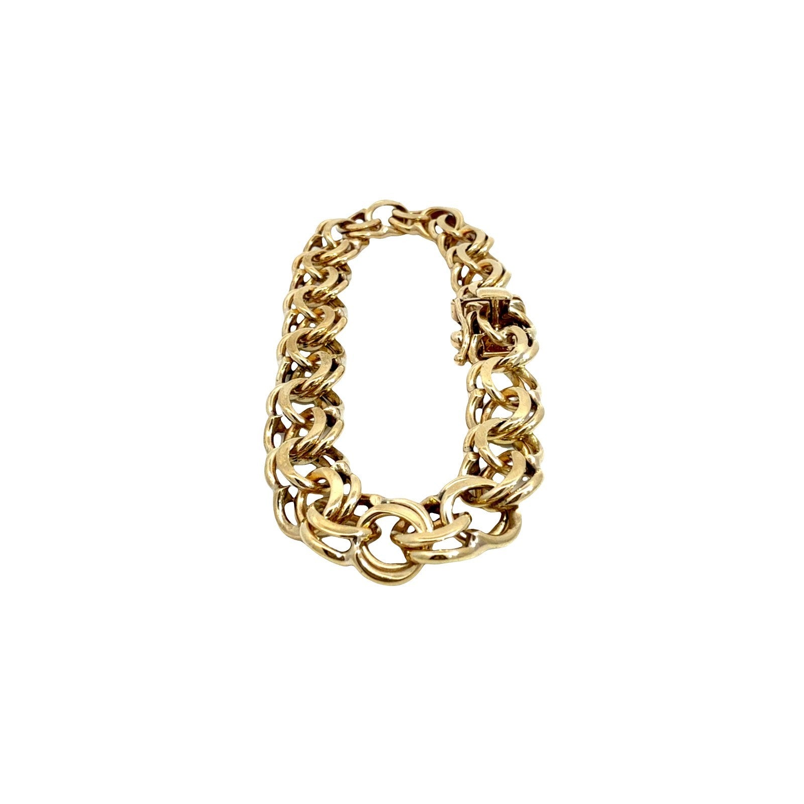 14k Yellow Gold Double Link Chain Charm Bracelet2