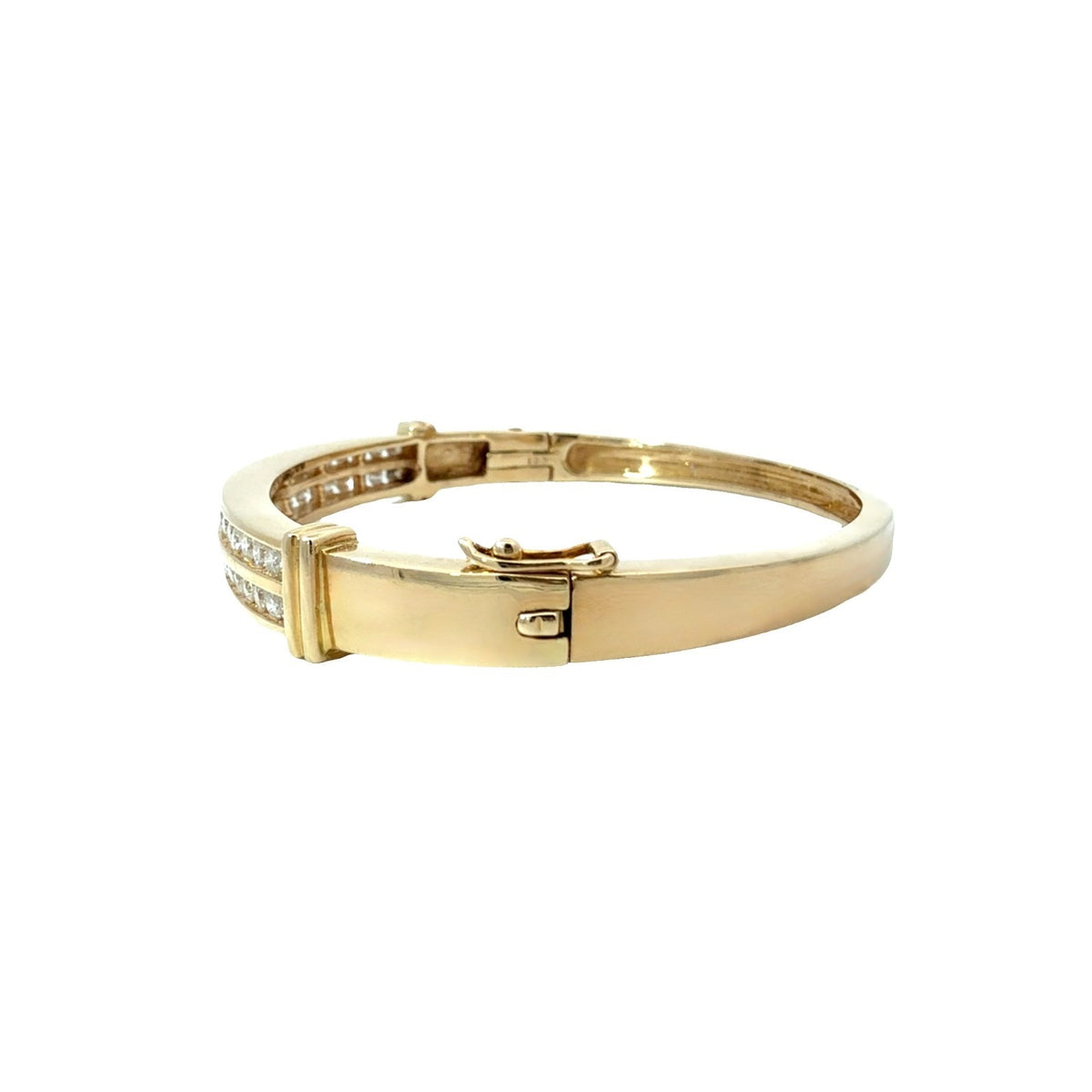 14k Yellow Gold Bangle with Round Double Channel Diamonds3