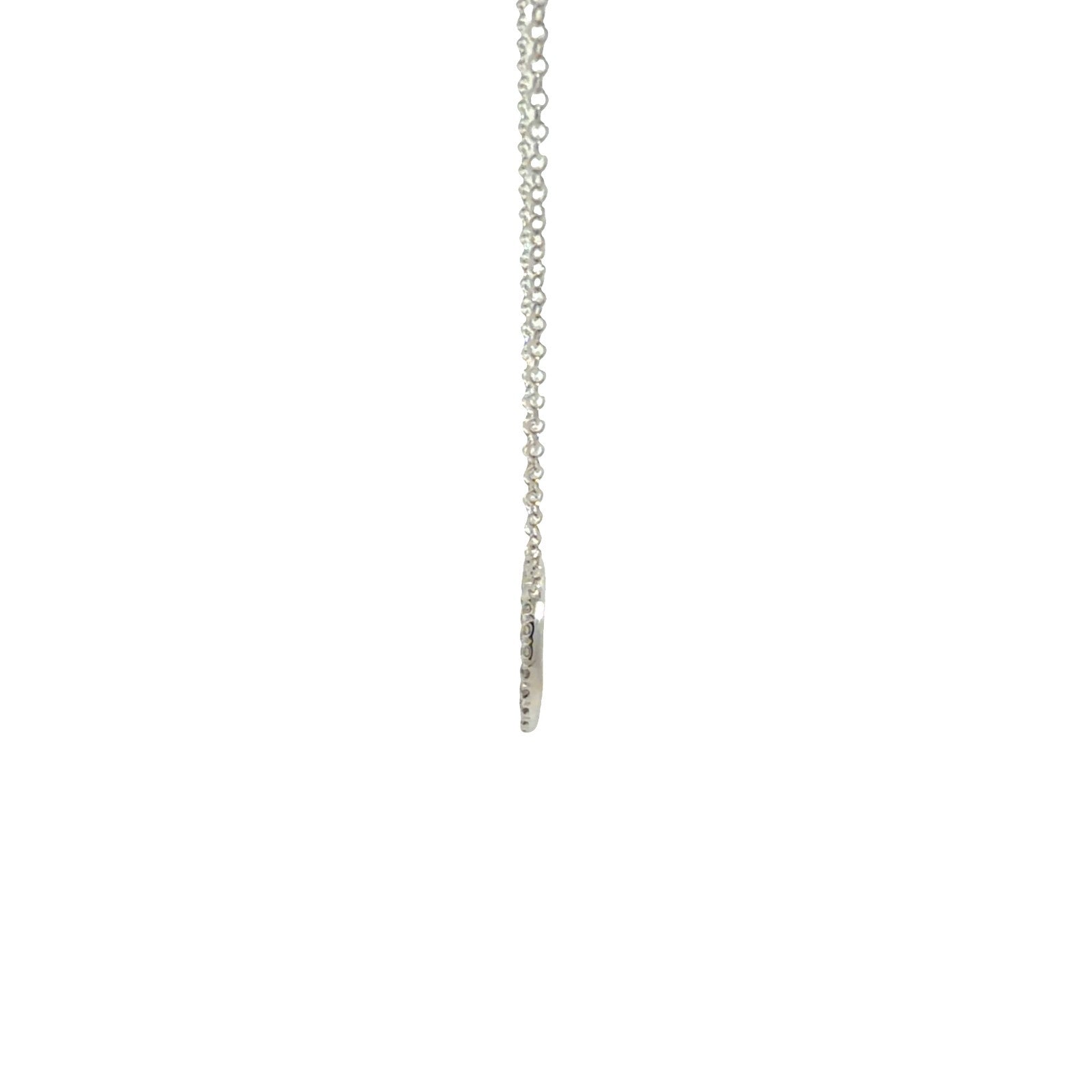 14k White Gold 0.16cttw Diamond Pave Hoop Pendant Necklace 17.5"0