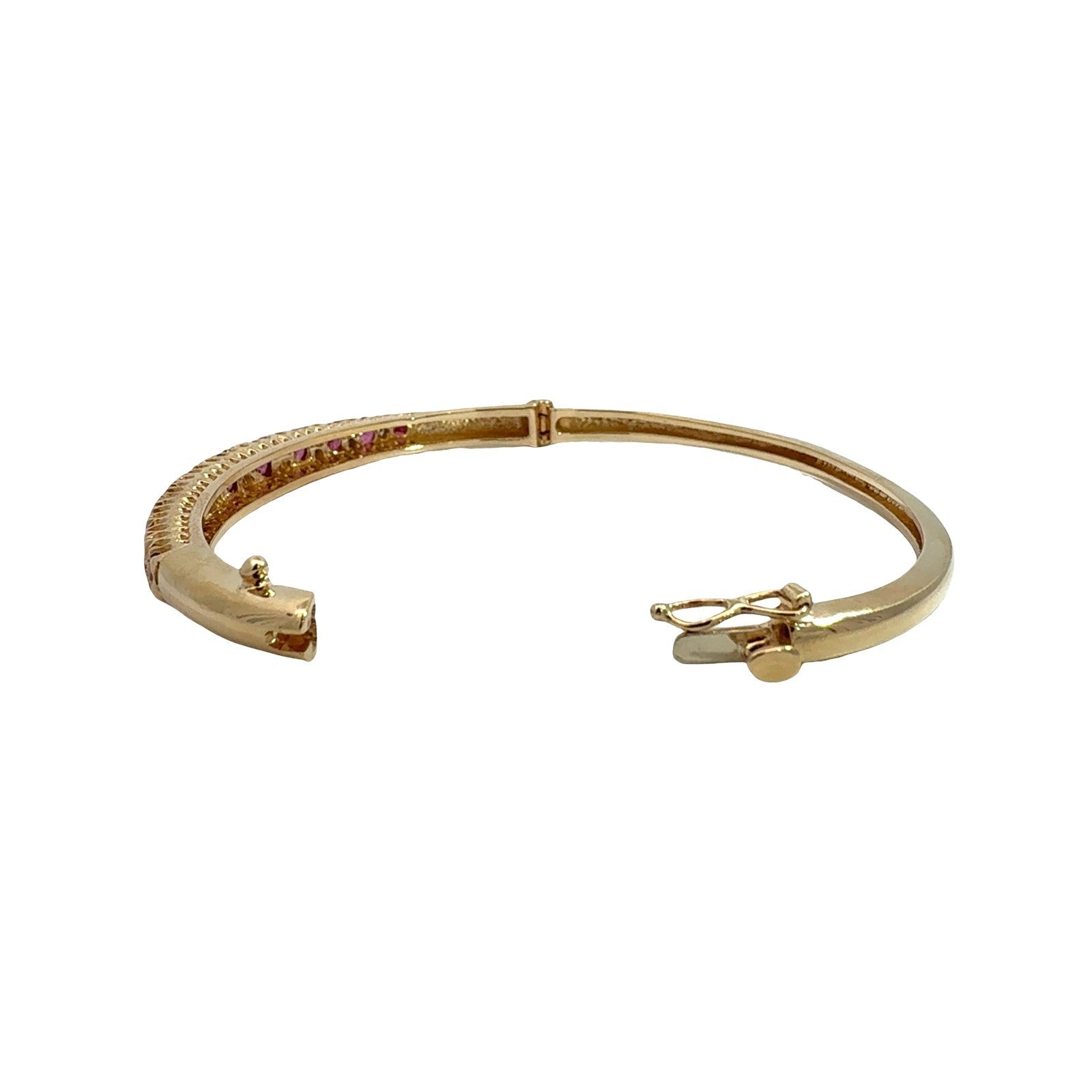 Vintage 14k Yellow Gold 0.77cttw Ruby & 0.29cttw Diamond Hinged Bangle Bracelet5