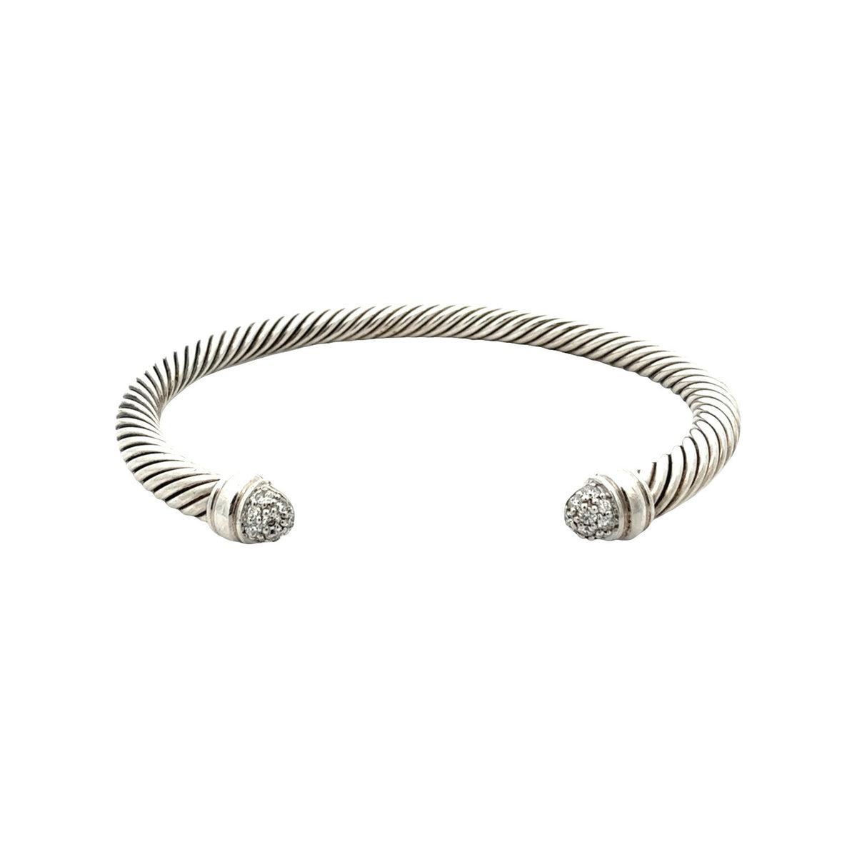 David Yurman Sterling Silver Pavé Diamond Cable Cuff Bracelet1