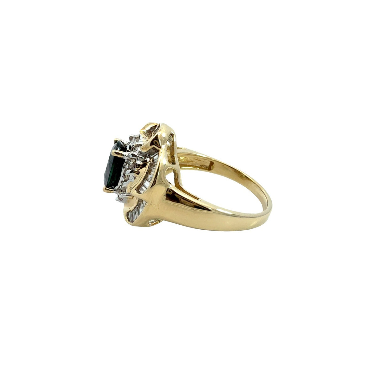 Vintage 14k Yellow Gold 1.60tcw Sapphire and 1.00cttw Diamond Floral Halo Ring4