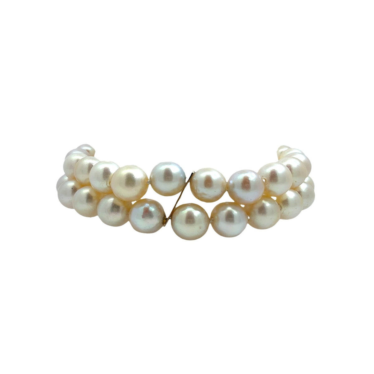 Vintage 14k Yellow Gold Strand Pearl 0.74cttw Sapphire 0.34cttw Diamond Bracelet3