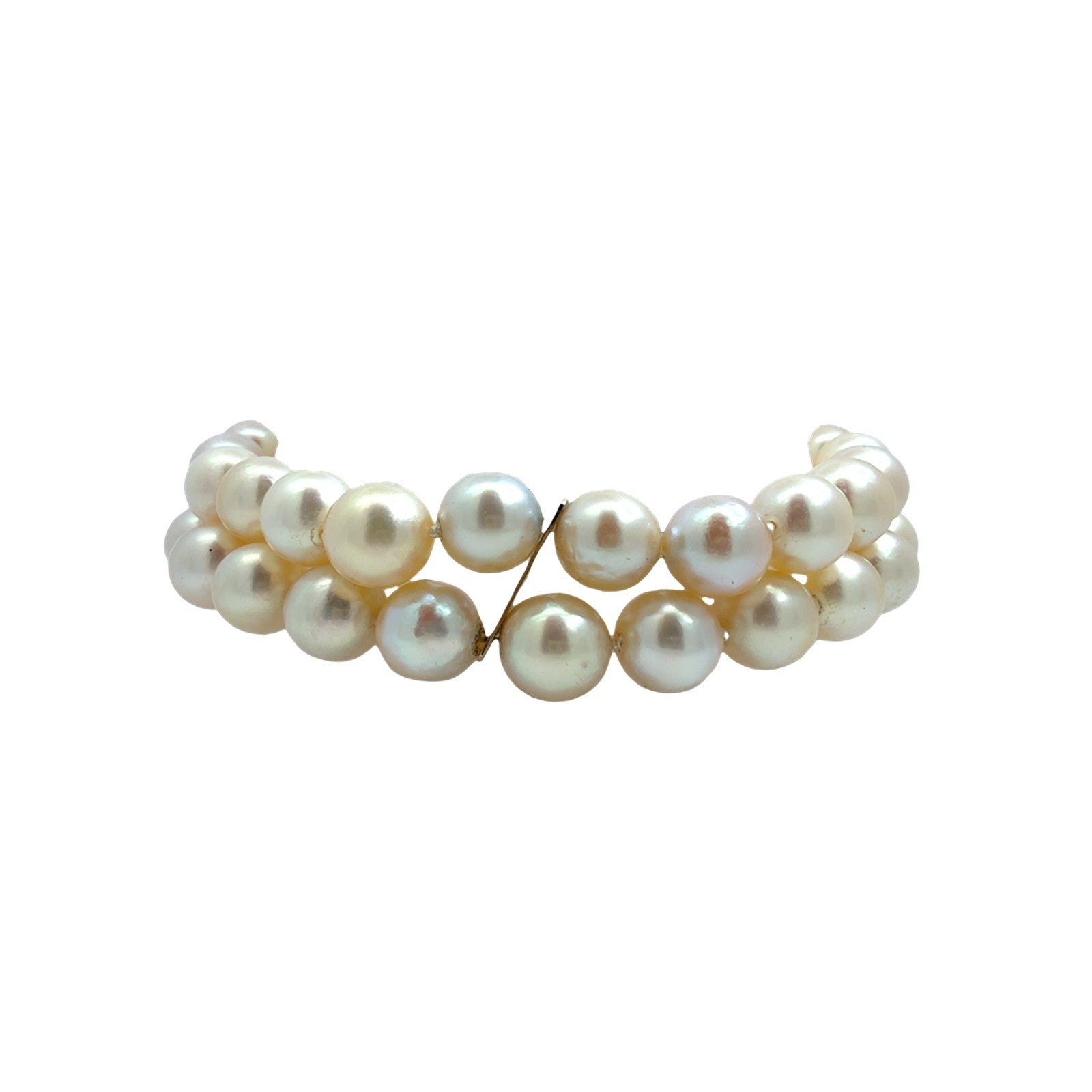 Vintage 14k Yellow Gold Strand Pearl 0.74cttw Sapphire 0.34cttw Diamond Bracelet3