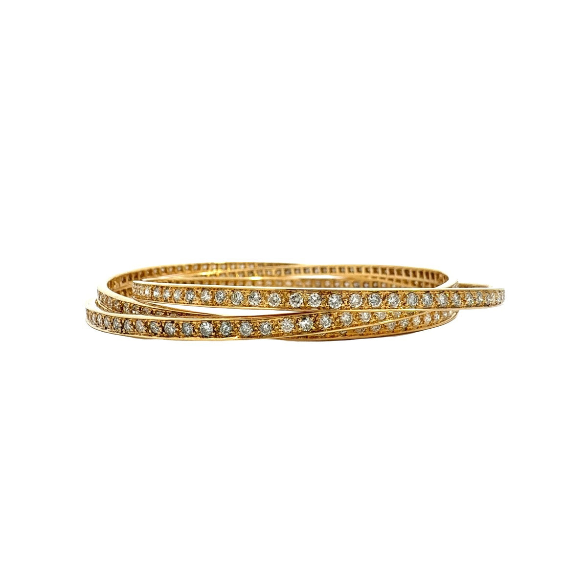18k Yellow Gold 6.60cttw Diamond Triple Interlocking Bangles 8"3