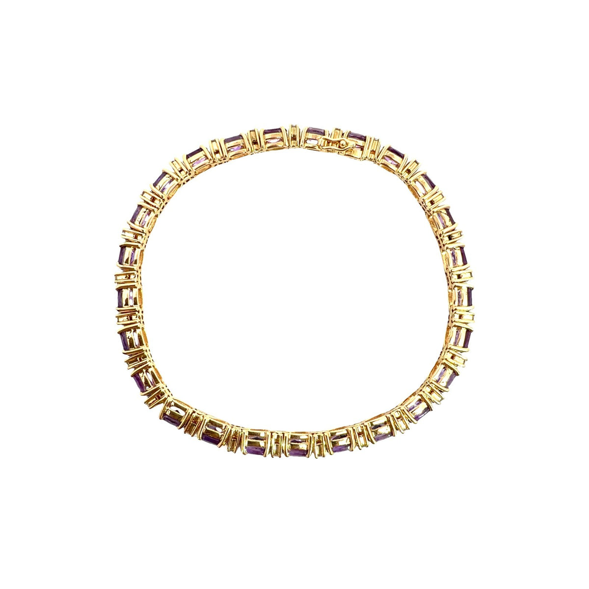 14k Yellow Gold Tennis Bracelet with 3.75ctw Amethyst and 0.50ctw Diamonds1