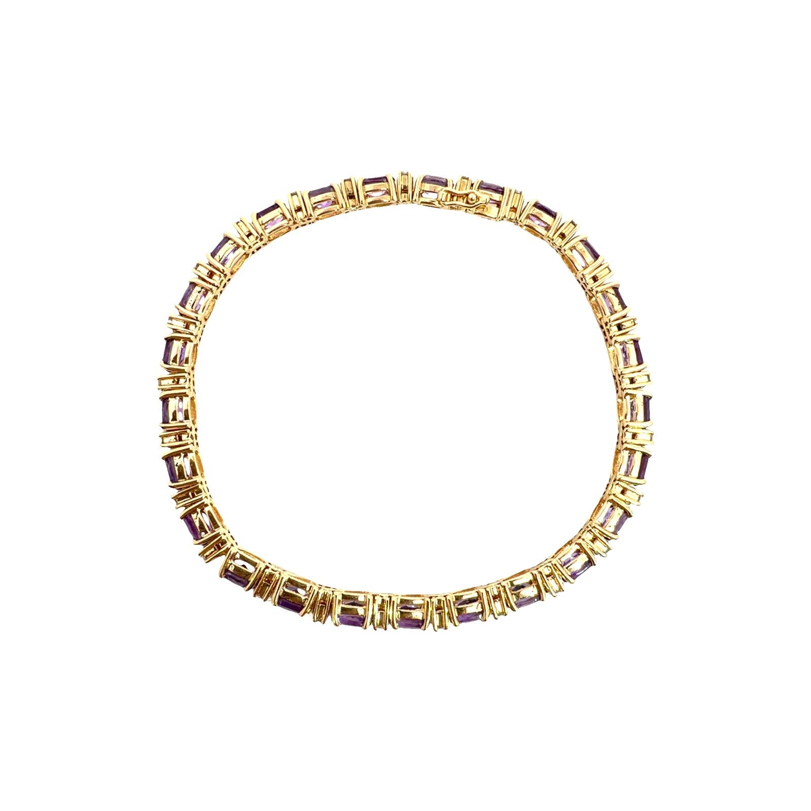 14k Yellow Gold Tennis Bracelet with 3.75ctw Amethyst and 0.50ctw Diamonds0