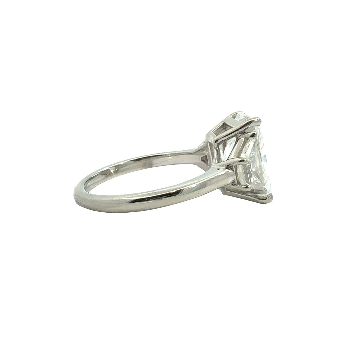 18k White Gold Flawless Radiant Cut 5.43cttw Diamond Three-Stone Engagement Ring4