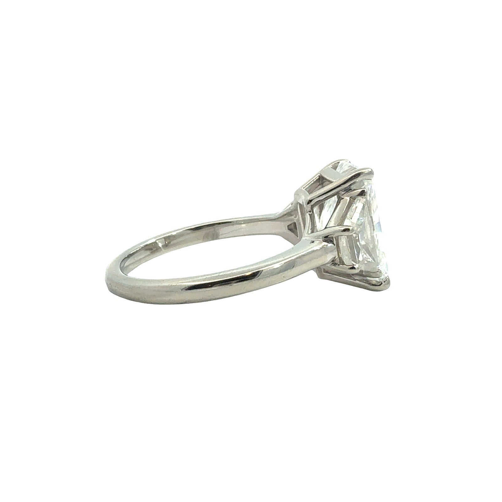 18k White Gold Flawless Radiant Cut 5.43cttw Diamond Three-Stone Engagement Ring4