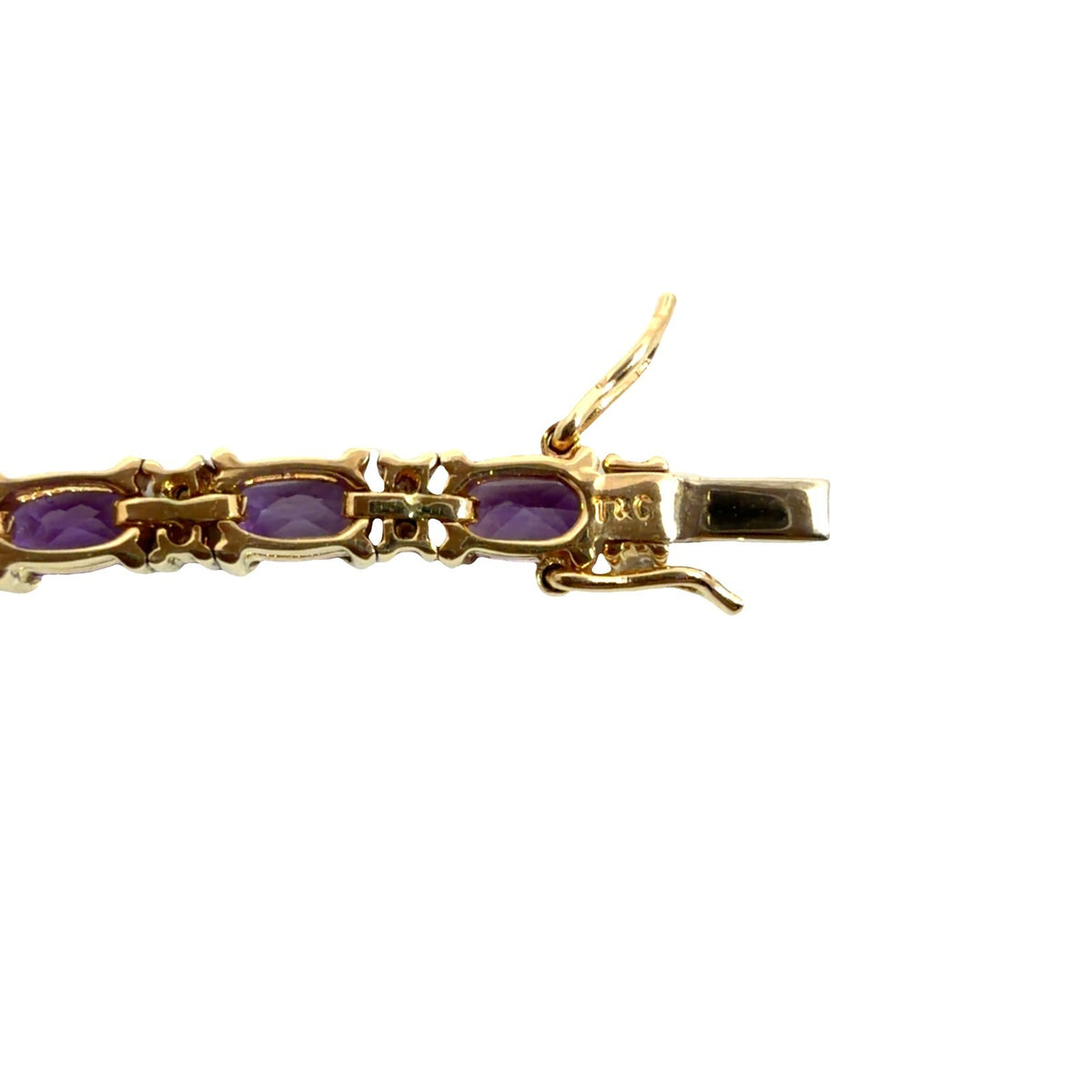 14k Yellow Gold Tennis Bracelet with 3.75ctw Amethyst and 0.50ctw Diamonds7