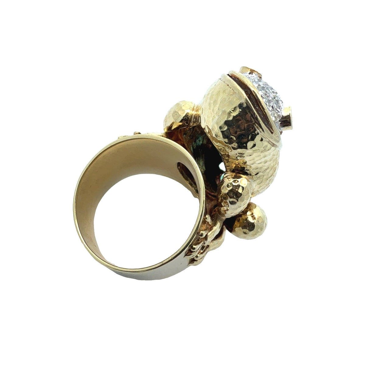 18k Yellow Gold 0.68ctw Diamond 0.75ctw Emerald 0.10ctw Ruby Frog Cocktail Ring5