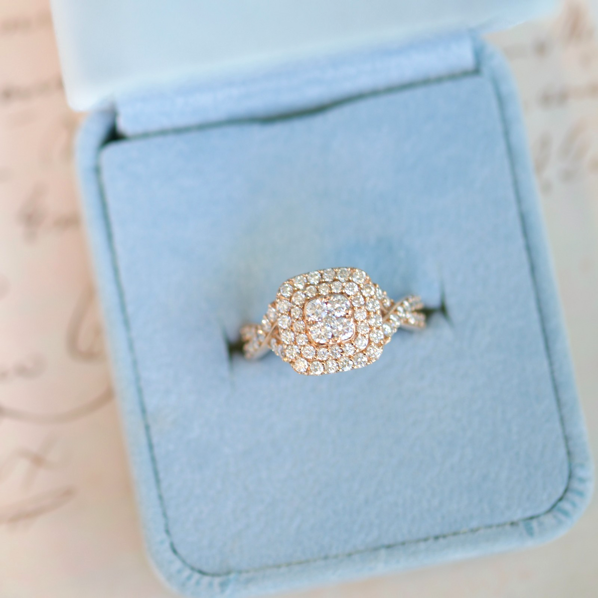 10k Rose Gold 1.08cttw Cluster Double Halo Ring0
