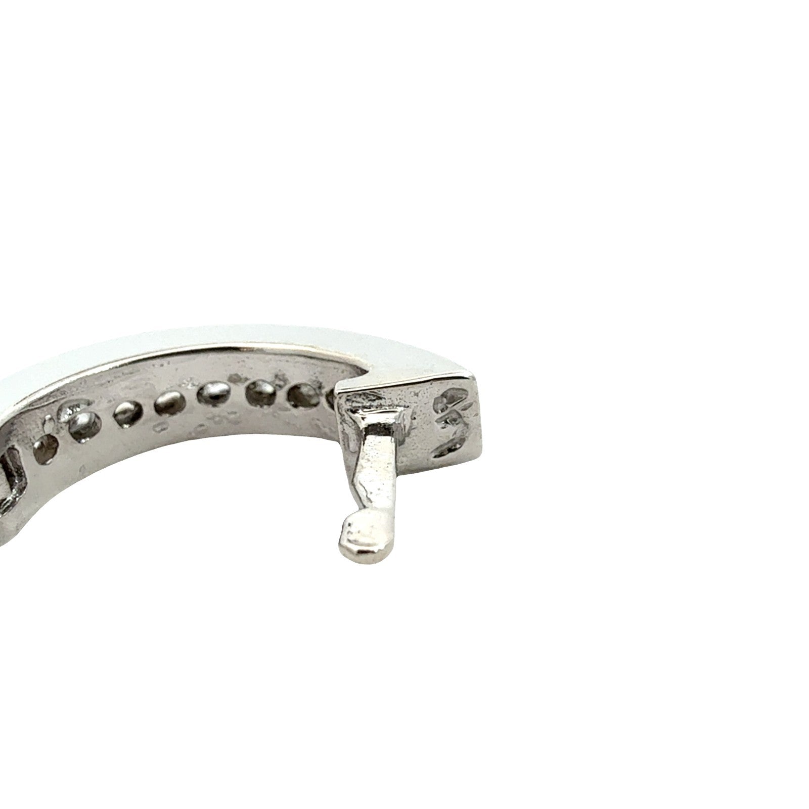 14k White Gold Channel-Set 0.72cttw Princess Cut Diamond Huggie Hoop Earrings4