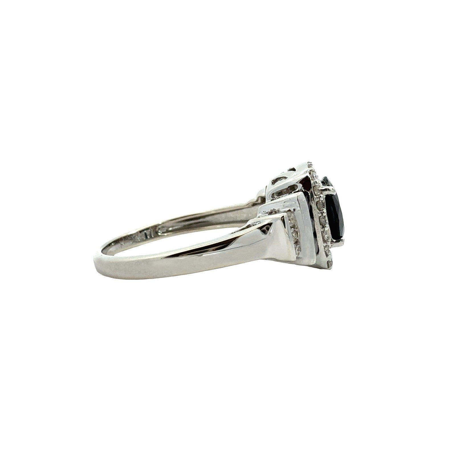 14k White Gold 0.87cttw Sapphire and 0.21cttw Diamond Halo Cocktail Ring2