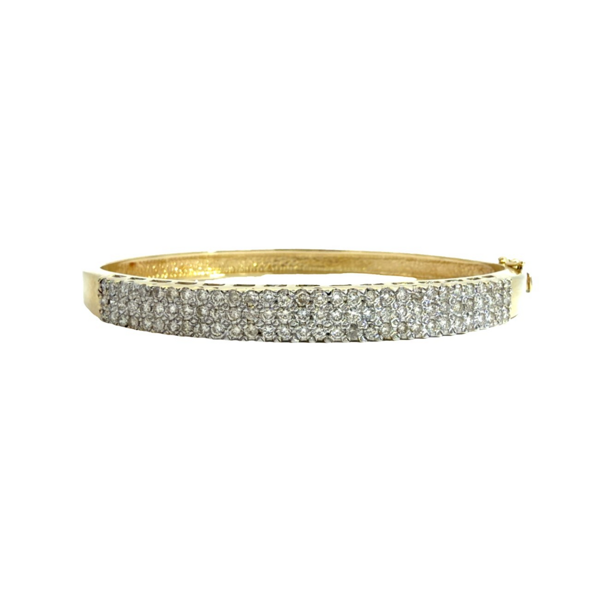 14k Yellow Gold Multi-Row 2.39cttw Diamond Pavé Hinged Bangle Bracelet 6.75"0