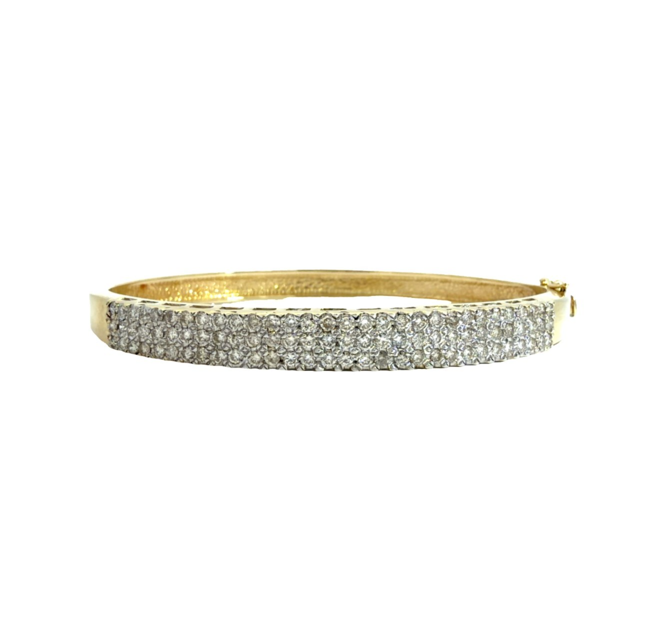 14k Yellow Gold Multi-Row 2.39cttw Diamond Pavé Hinged Bangle Bracelet 6.75"0
