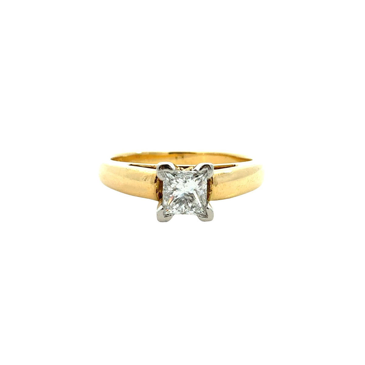 18k Yellow Gold Princess-Cut 0.38tcw Diamond Engagement Ring Platinum Prongs1