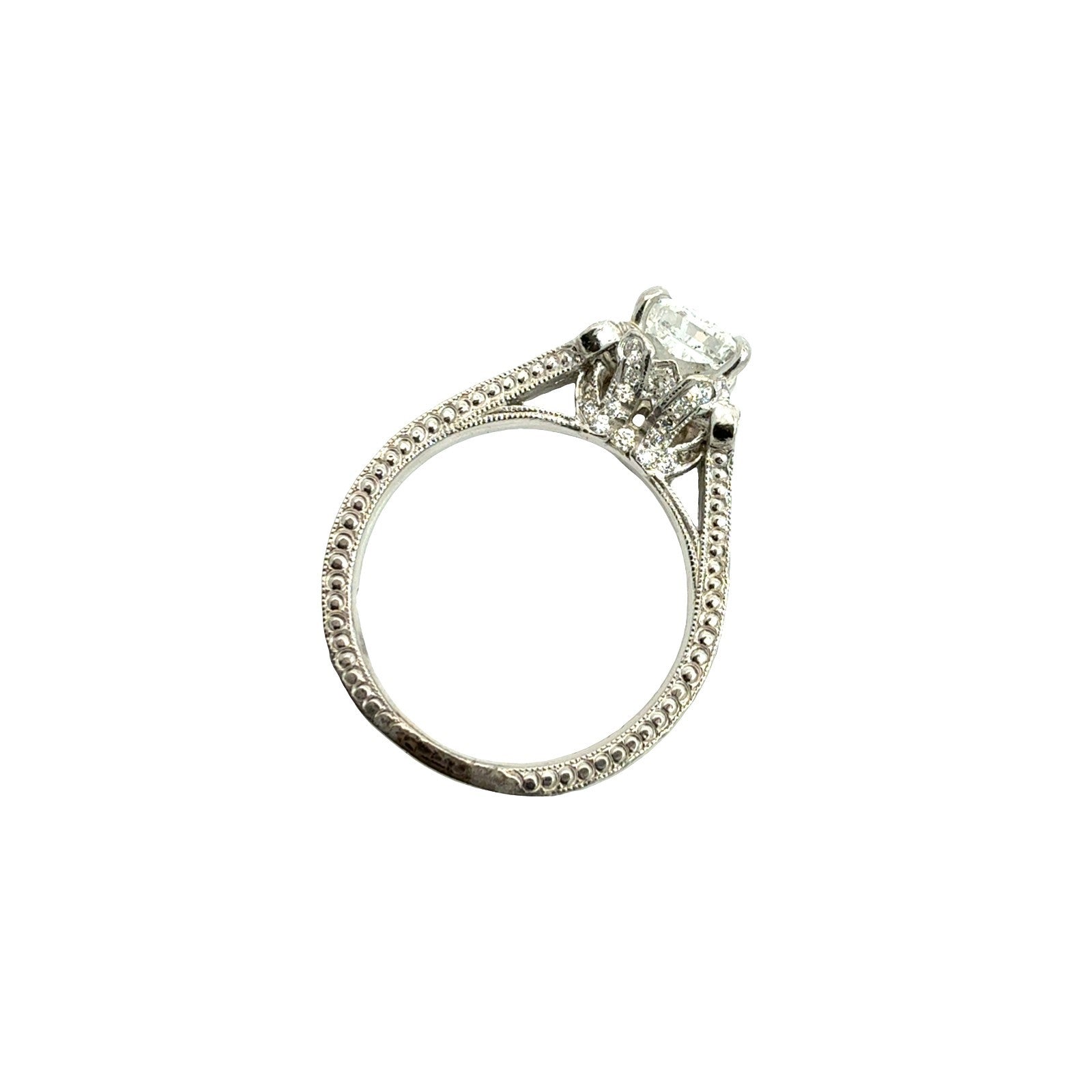 Platinum Pavé Split Shank Cushion-Cut 2.63cttw (2.01tcw) Diamond Engagement Ring1