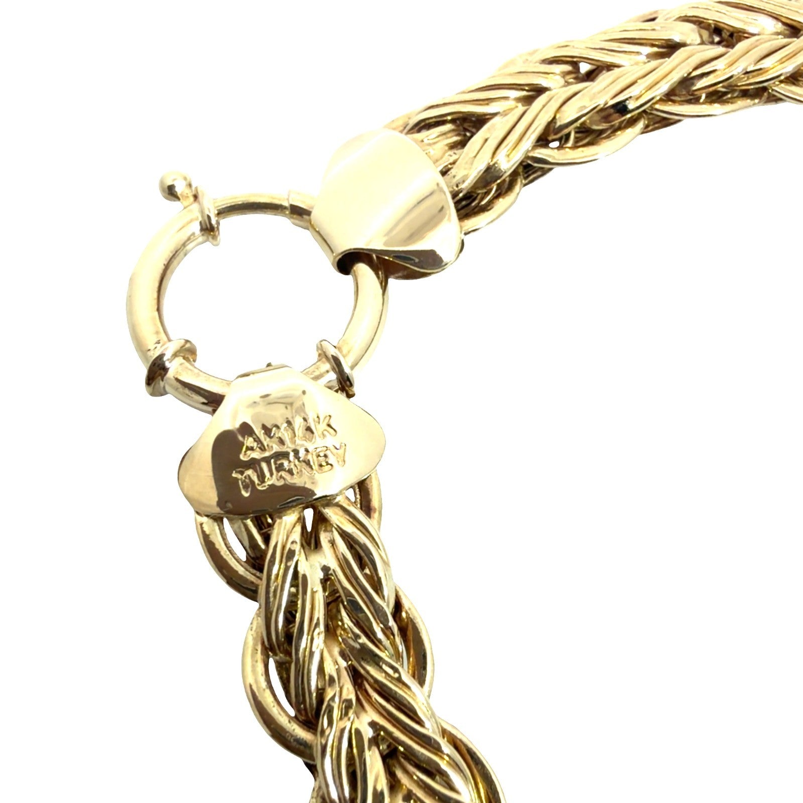 14k Yellow Gold Stamped Turkey Flat Rope Chain 7 in3