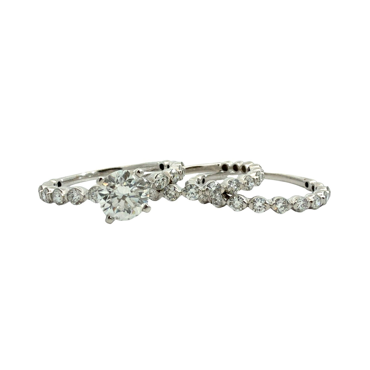 10k White Gold Round 2.35cttw(0.91tcw) Lab Created Diamond Bridal Set 3 Rings1